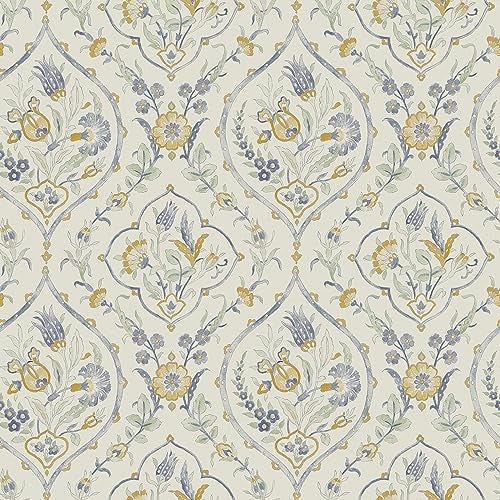Laura Ashley Foscot Damask Pale Ochre Yellow Wallpaper - Image 1