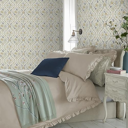 Laura Ashley Foscot Damask Pale Ochre Yellow Wallpaper - Image 3