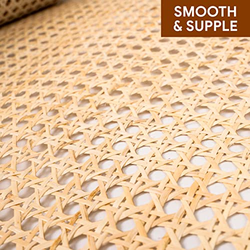 CELEZAR 18" Width Rattan Cane Webbing Roll 18 Inch x 5 Feet Hexagon Weave 1/2 Inch Pre-Woven Cane Mesh Net Open Weave Wicker Cane Webbing Rattan Sheets Natural Material for Cabinet Chair (5 Feet) - Image 4