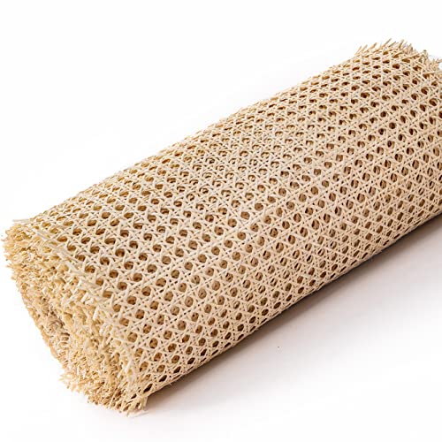CELEZAR 18" Width Rattan Cane Webbing Roll 18 Inch x 5 Feet Hexagon Weave 1/2 Inch Pre-Woven Cane Mesh Net Open Weave Wicker Cane Webbing Rattan Sheets Natural Material for Cabinet Chair (5 Feet) - Image 1