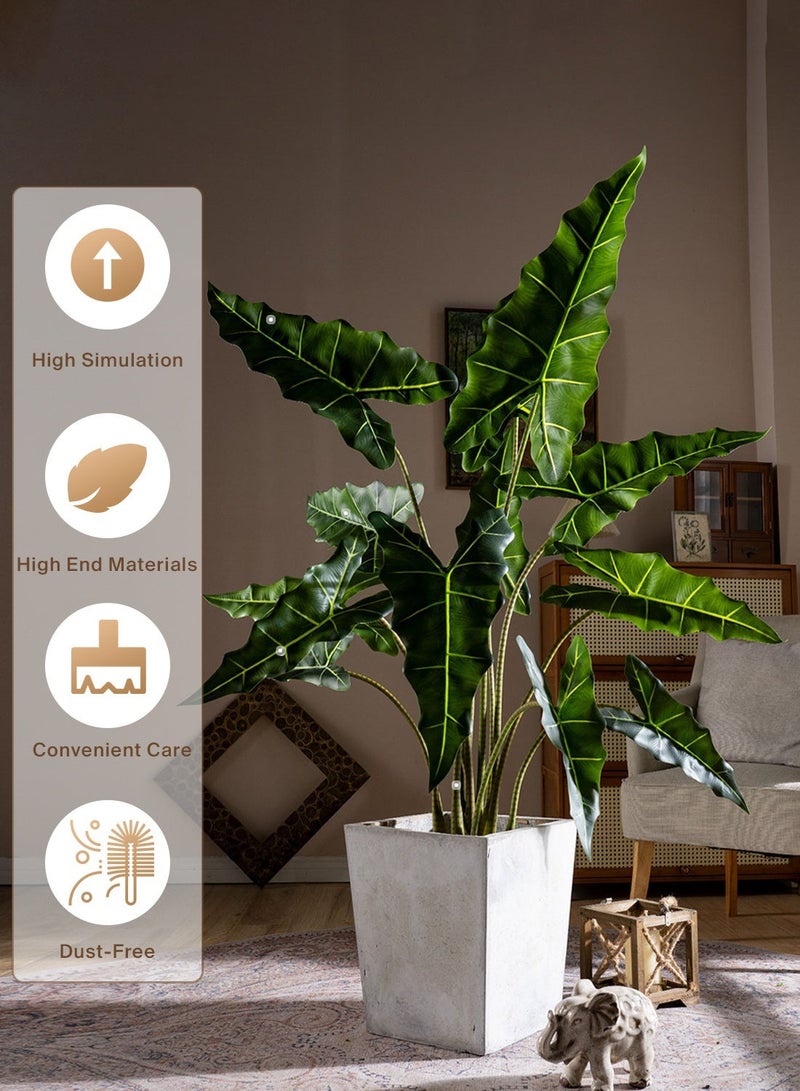 Sinyin Artificial Alocasia Plant Large Indoor Tree with Pot, Realistic Tropical Leaves, Fake Floor Plant for Living Room Bedroom Office Hotel Balcony Home Decoration - Image 2