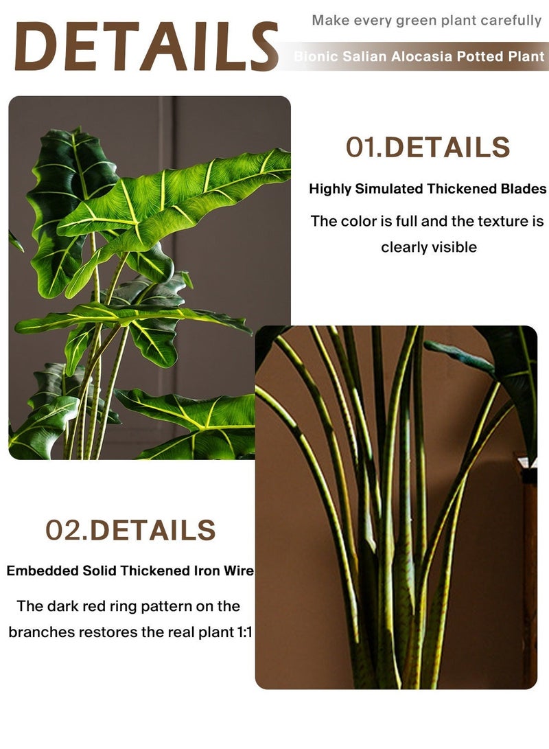 Sinyin Artificial Alocasia Plant Large Indoor Tree with Pot, Realistic Tropical Leaves, Fake Floor Plant for Living Room Bedroom Office Hotel Balcony Home Decoration - Image 3