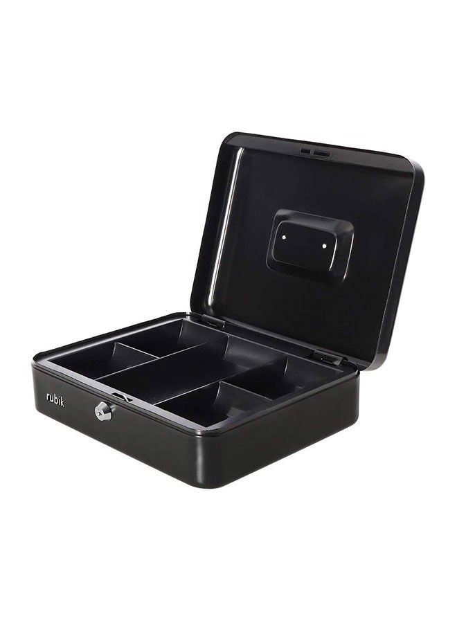 Portable Money Safe Box with Tray And Lock Black 25 x 20 9centimeter - Image 1