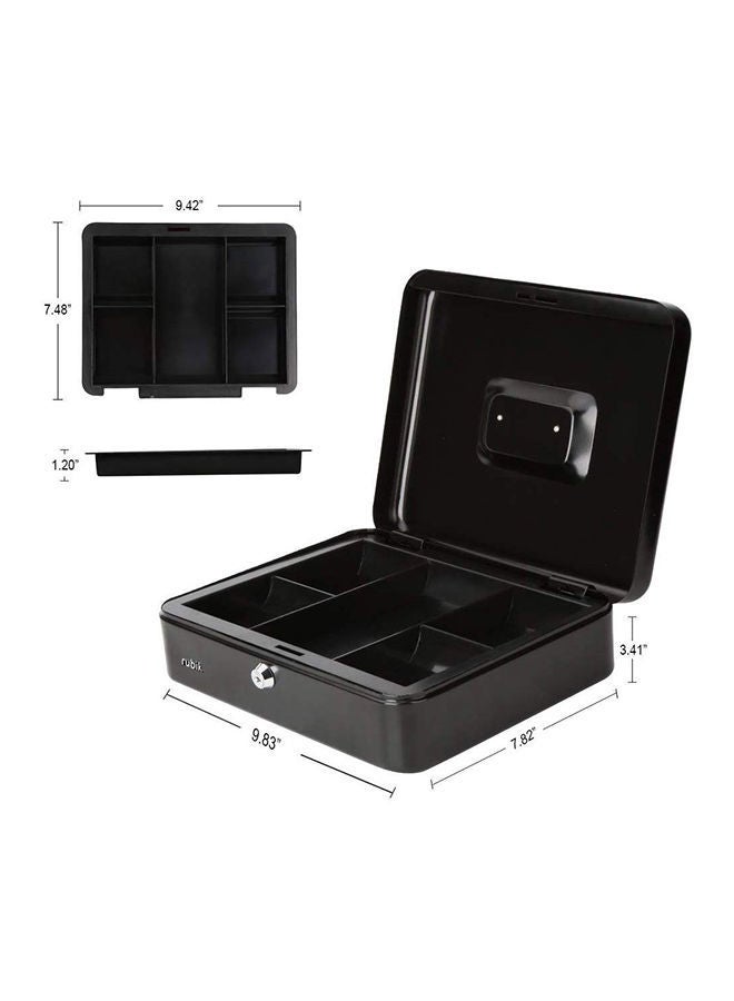 Portable Money Safe Box with Tray And Lock Black 25 x 20 9centimeter - Image 3