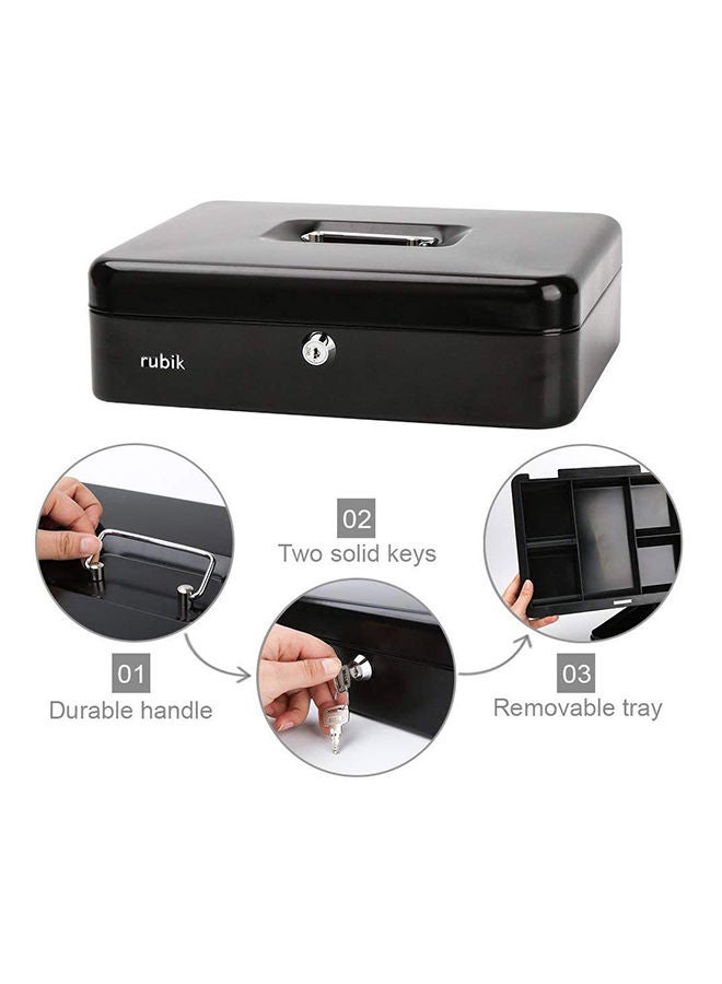 Portable Money Safe Box with Tray And Lock Black 25 x 20 9centimeter - Image 4