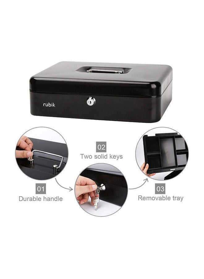 Portable Money Safe Box with Tray And Lock Black 25 x 20 9centimeter - Image 2