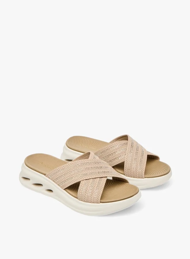 لو كونفورت صنادل نسائية مزينة بشريط متقاطع بنمط فلاي نيت سهلة الارتداء