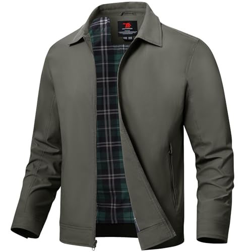 TBMPOY Mens Lightweight Jackets Casual Windbreaker Stylish Light Fall Spring Golf Work Dress Business Charcoal Gray XL - Image 1
