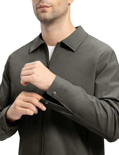 TBMPOY Mens Lightweight Jackets Casual Windbreaker Stylish Light Fall Spring Golf Work Dress Business Charcoal Gray XL - Image 3