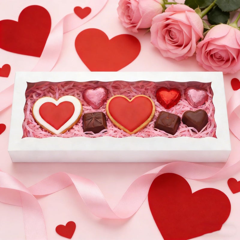 XINHPKGG 50pcs Cookie Boxes with window 12 x 5 x 1.5 Inch Bakery Boxes Treat Box Dessert Box for Wedding Party Favors - White - Image 2