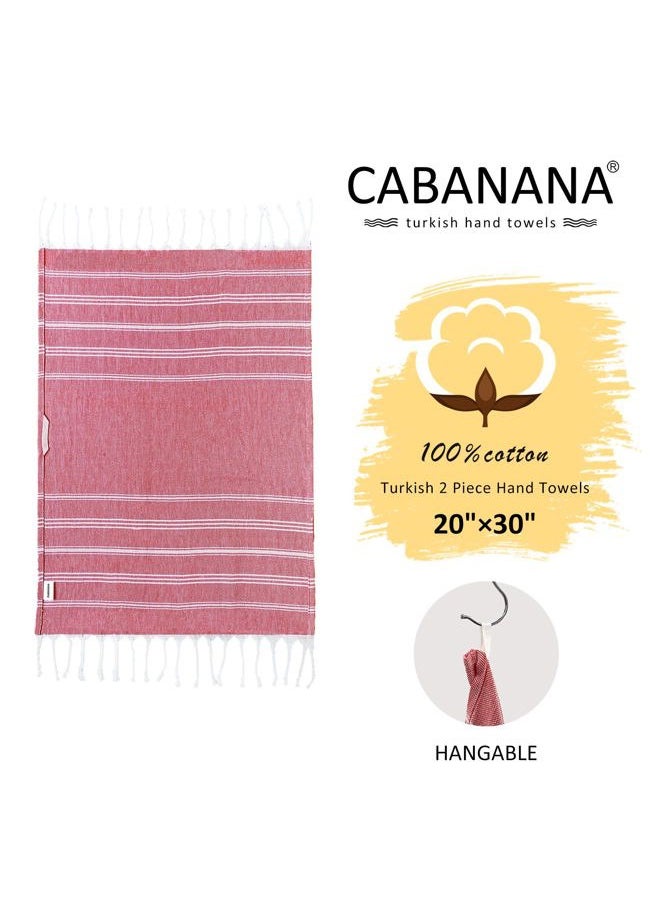 Cabanana Hand Towels for Bathroom - 2-Pack, 20x30 Inch-100% Cotton,Turkish Bathroom Hand Towels,Super Absorbent & Quick-Dry Soft for Bath, Kitchen, Spa, Face, Hair, Dishcloth (Red)  - Image 3