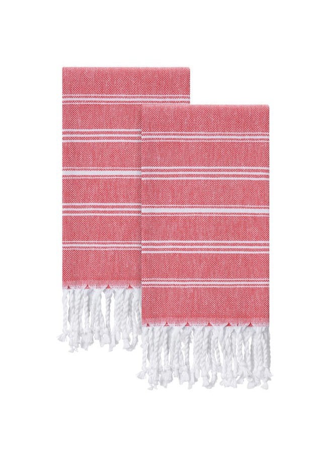 Cabanana Hand Towels for Bathroom - 2-Pack, 20x30 Inch-100% Cotton,Turkish Bathroom Hand Towels,Super Absorbent & Quick-Dry Soft for Bath, Kitchen, Spa, Face, Hair, Dishcloth (Red)  - Image 1