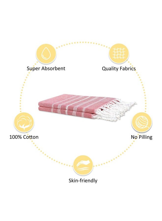 Cabanana - Hand Towels for Bathroom - 2-Pack, 20x30 Inch-100% Cotton,Turkish Bathroom Hand Towels,Super Absorbent & Quick-Dry Soft for Bath, Kitchen, Spa, Face, Hair, Dishcloth (Red) - Image 1