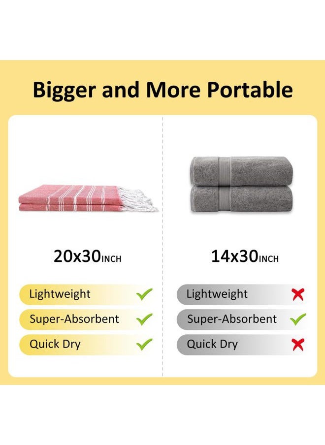 Cabanana Hand Towels for Bathroom - 2-Pack, 20x30 Inch-100% Cotton,Turkish Bathroom Hand Towels,Super Absorbent & Quick-Dry Soft for Bath, Kitchen, Spa, Face, Hair, Dishcloth (Red)  - Image 4