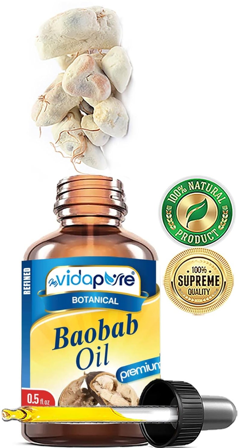 MYVIDAPURE 100 Pure BAOBAB OIL WILD GROWTH RAW 05 Floz 15 ml For Skin Hair Lip and Nail Care - Image 4
