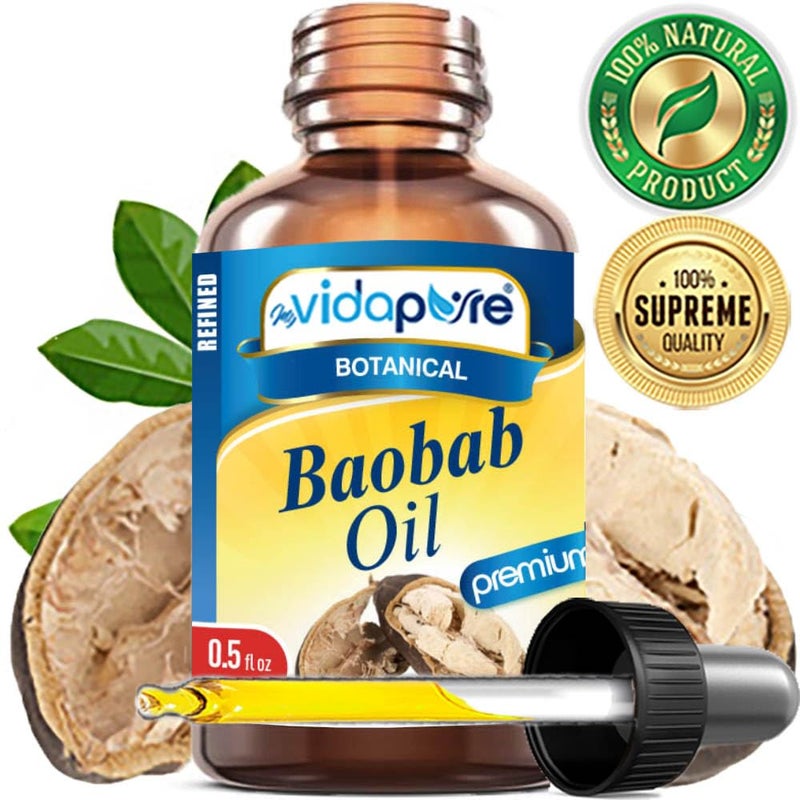 MYVIDAPURE 100 Pure BAOBAB OIL WILD GROWTH RAW 05 Floz 15 ml For Skin Hair Lip and Nail Care - Image 3