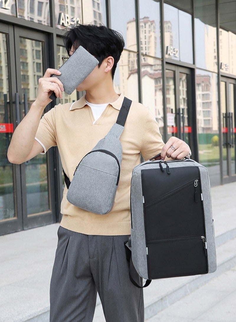 ETG 3-Piece Business Men's Large-Capacity Backpack, Shoulder Bag, Clutch Bag - Image 3