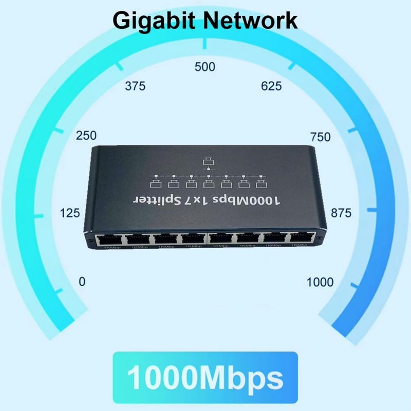 Gigabit Ethernet Splitter 7 Port RJ45 Networking Hubs Supports 1000Mbps Transmission Rate and Wide Compatibility - Image 3