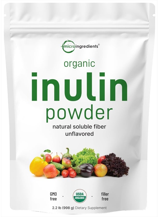 Micro Ingredients Organic Inulin FOS Powder (Jerusalem Artichoke), 2.2 Pounds (35 Ounce), Quick Water Soluble, Prebiotic Intestinal Support for Colon and Gut Health, Natural Fibers for Smoothie & Drinks, Vegan Friendly - Image 1