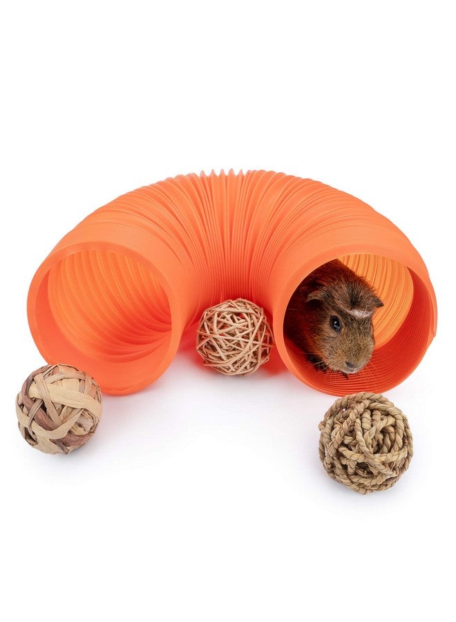 Niteangel Fun Tunnel with 3 Pack Play Balls for Guinea Pigs, Chinchillas, Rats and Dwarf Rabbits (Orange) - Image 1