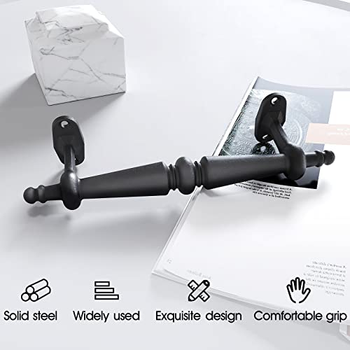 EaseLife 9" Barn Door Pull Handle, Rustic Black Cast Iron Grab, Gate Handles, Easy Install - Image 2