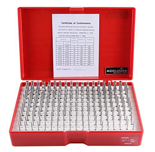 Accusize Industrial Tools 0.061'' to 0.250'' Minus Class Zz Pin Gauge Set, 2'' Overall Length, 190 Pcs/Set, M1(-) - Image 1