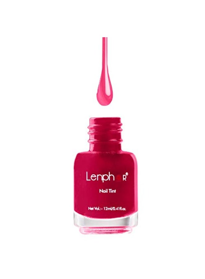 Lenphor Nail Paint Satin Gel Finish, Shiny Smooth Nail Colour, Long Lasting, Fade Resistant, Quick Dry, Glassy Finish, Glossy Luster Nail Polish, Warm Shade (Roseate Glee 12ml) - Image 2