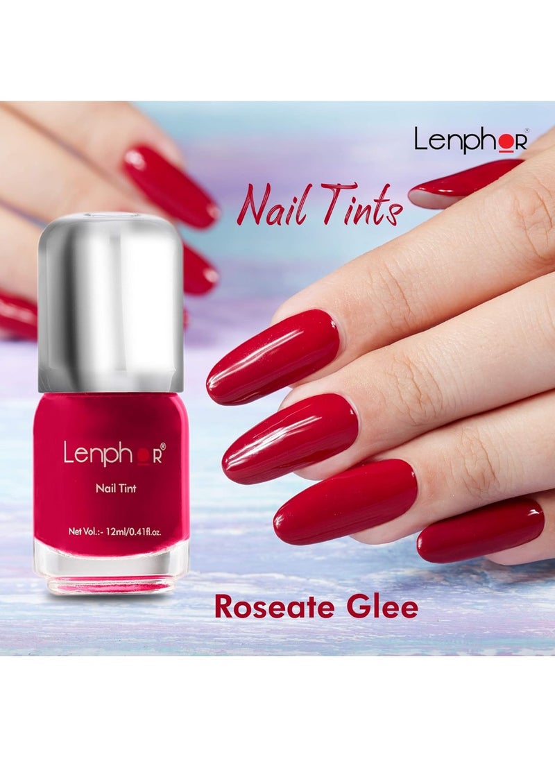 Lenphor Nail Paint Satin Gel Finish, Shiny Smooth Nail Colour, Long Lasting, Fade Resistant, Quick Dry, Glassy Finish, Glossy Luster Nail Polish, Warm Shade (Roseate Glee 12ml) - Image 4