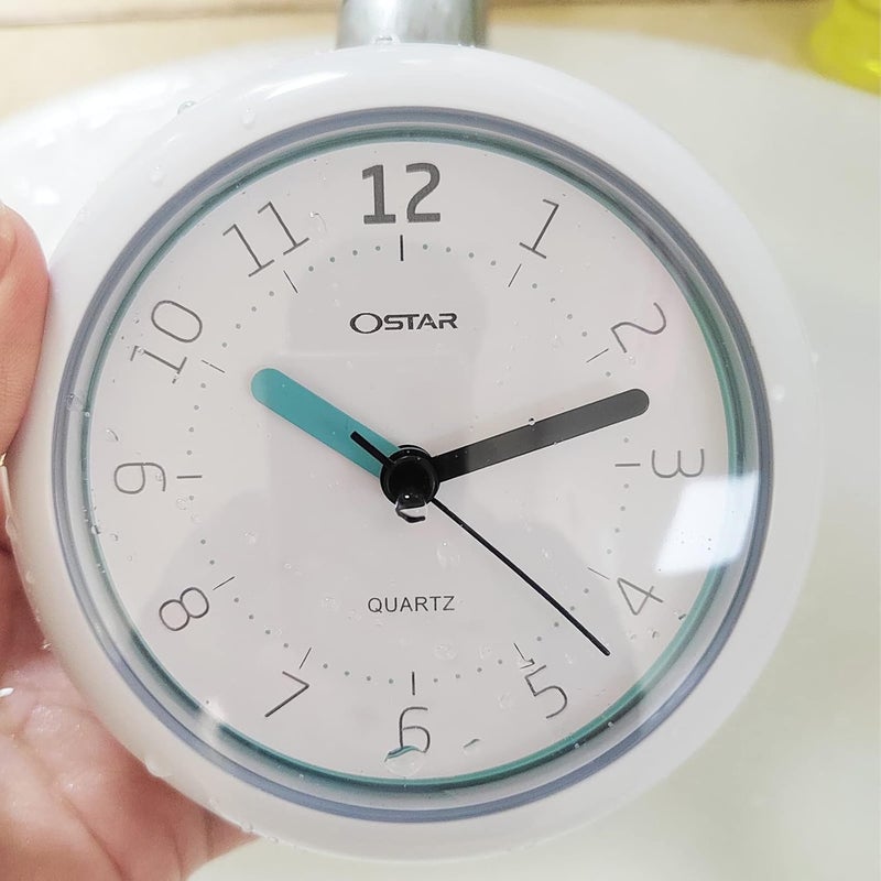 Ostar Waterproof Bathroom Shower Clock, Analog Quartz Clock Hanging Stand Dual Purpose, One AA Battery Operated 4.72 inch Round Size - Image 5