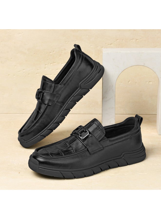 Septwolves Top Grain Leather】25-year Men's Driving Shoes, Soft Sole, Versatile Business Casual Shoes With Textured Buckle Detail, Slip-on Men's Shoes - Image 5