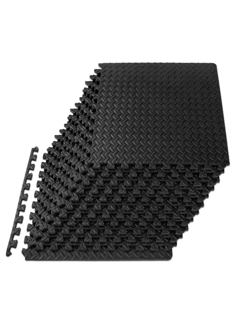 KCDMBUE 12-Pack Interlocking EVA Foam Floor Mats, 12'' x 12'' Puzzle Exercise Tiles, Protective Gym Flooring for Home Workout and Equipment Use  - Image 1