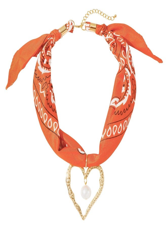 Coiris Scarf Necklace for Women Boho Bandana Ribbon Charm Heart Pendant Summer Beach Necklace Jewelry for Women - Image 1