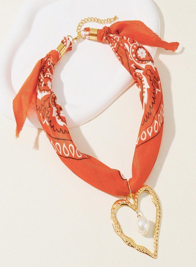 Coiris Scarf Necklace for Women Boho Bandana Ribbon Charm Heart Pendant Summer Beach Necklace Jewelry for Women - Image 5