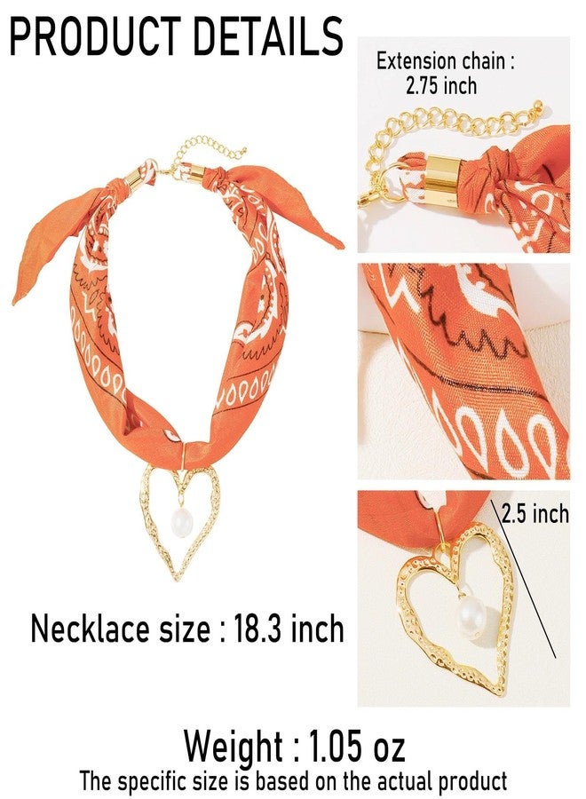 Coiris Scarf Necklace for Women Boho Bandana Ribbon Charm Heart Pendant Summer Beach Necklace Jewelry for Women - Image 4