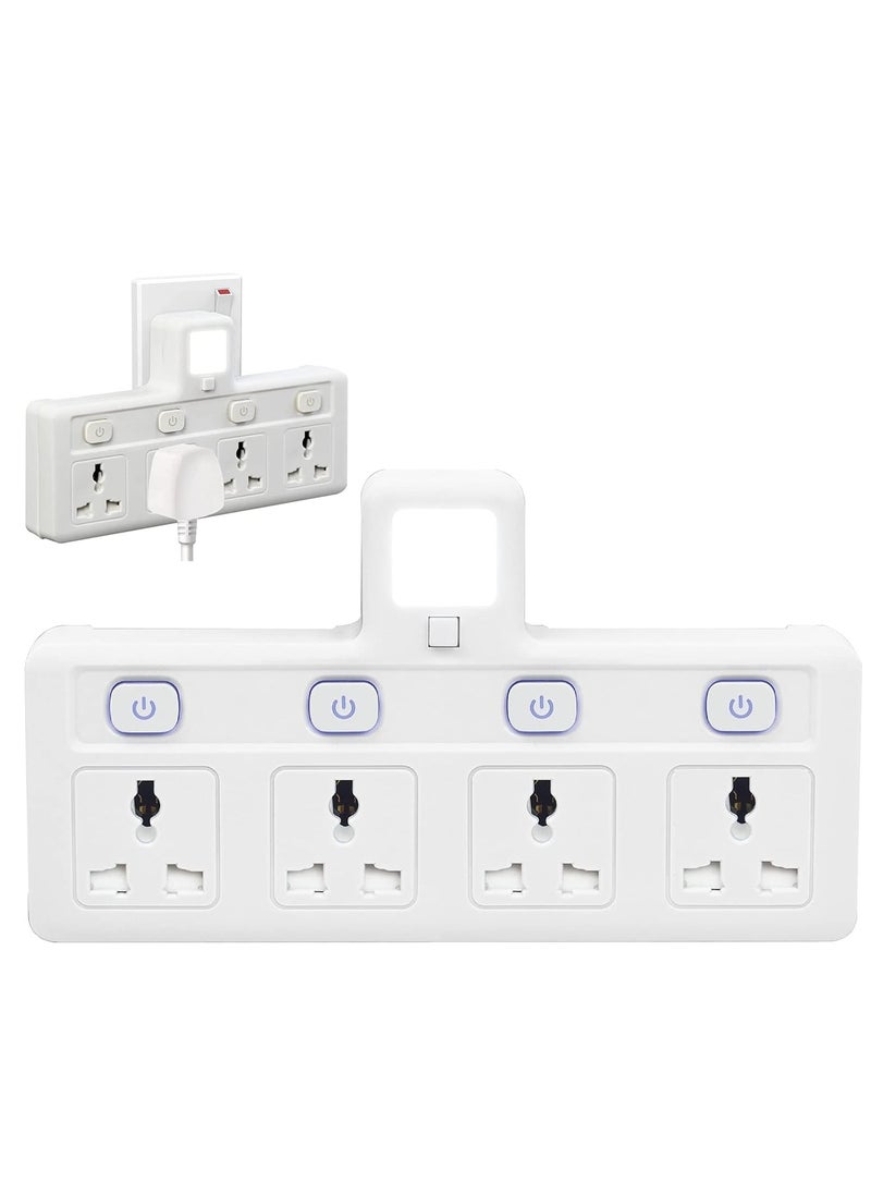 TYCOM Power Adapter Multi Plug Extension with 4 Ways Night Light, Extender Wall Charger Socket Multiple Electrical Outlet Adaptor, Charging Station for Home, Office -4 Way Night Light  - Image 1