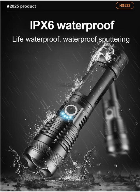 X71 High-Performance LED Flashlight - 5 Modes, Waterproof, USB Rechargeable (Batteries Not Included)