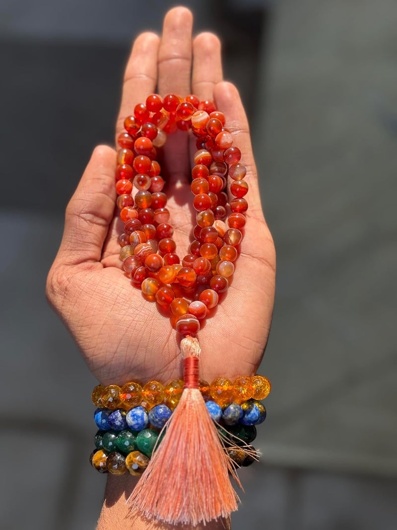 DIYSM Healing Crystals Islamic Prayer Beads 100 Beads 6MM Natural Gemstone Tasbih for Meditation Red Sulemani Hakik - Image 2