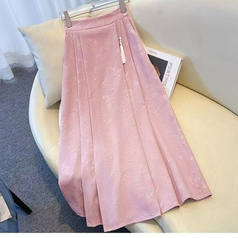 French Ruffle Irregular A- Line Skirt Women'S 2025 High Waist Slimming Black Mid-Length Skirt For Women - Image 1
