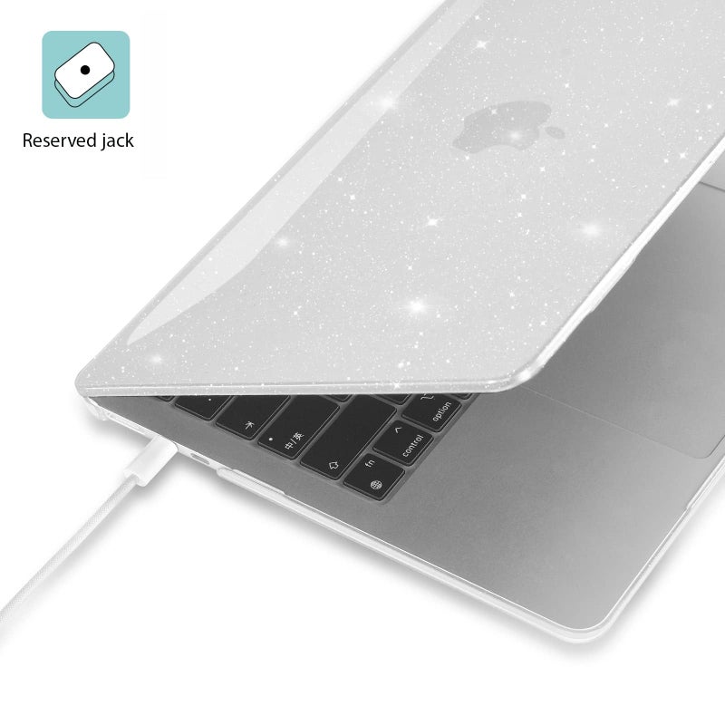 EooCoo Case Compatible with MacBook Air 13 inch M5 2026-2022 M4 M3 M2 A3449 A3240 A3113 A2681, Crystal Hard Shell Scratch Resistant Protective Cover Compatible for MacBook Air 13.6 inch Case, Sparkly - Image 5