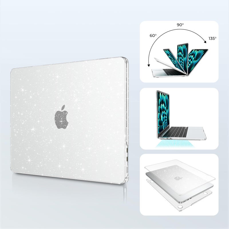 EooCoo Case Compatible with MacBook Air 13 inch M5 2026-2022 M4 M3 M2 A3449 A3240 A3113 A2681, Crystal Hard Shell Scratch Resistant Protective Cover Compatible for MacBook Air 13.6 inch Case, Sparkly - Image 3