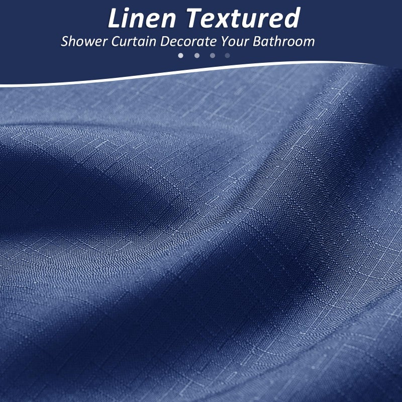 Naturoom Navy Blue and White Shower Curtains for Bathroom, Ombre Indigo Royal Light Blue Cloth Fabric Shower Curtain Set with 12 Hooks Royal Indigo Bathroom Decor 72 x 72 - Image 3