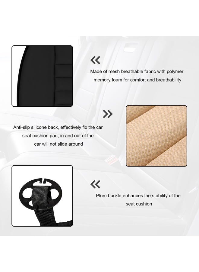 MUQIDA Car Seat Cushion, 1.2" Thick Comfort Memory Foam Auto Seat Pad with Non Slip Bottom, Breathable Driver Seats Pillow Pressure Relief Chair Cushion for Vehicle Office Home (Black) - Image 3