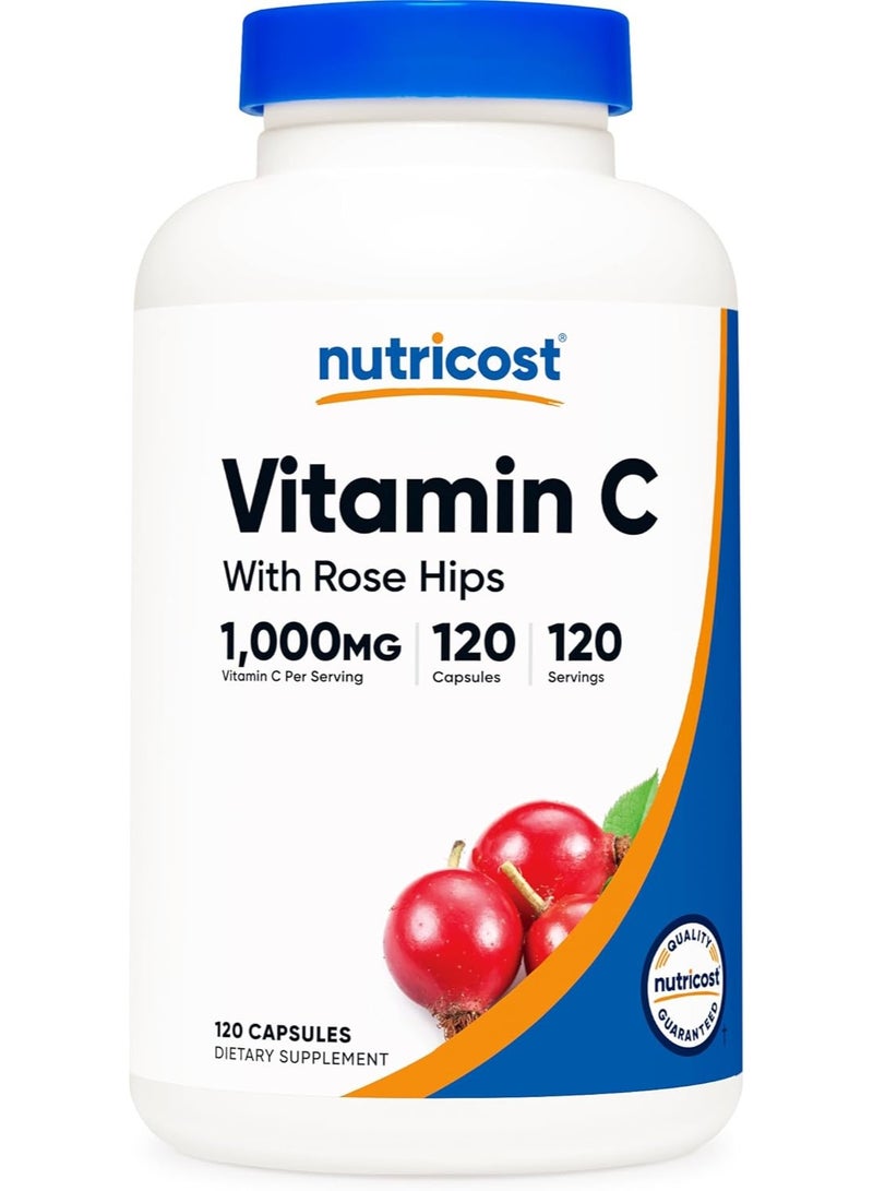 Nutricost Vitamin C with Rose Hips 1025mg, 120 Capsules 4 months supply - Image 1