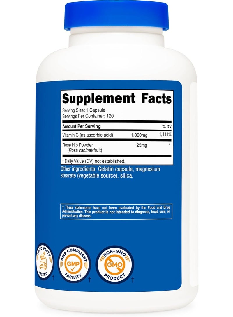 Nutricost Vitamin C with Rose Hips 1025mg, 120 Capsules 4 months supply - Image 2