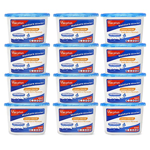 Vacplus Moisture Absorbers 12 Pack, 10.5 Oz, Humidity Absorber Boxes Attracts Extra Moisture from Your Bathroom, Closet, Kitchen, Dehumidifier for Closet (Fragrance Free), Blue - Image 1