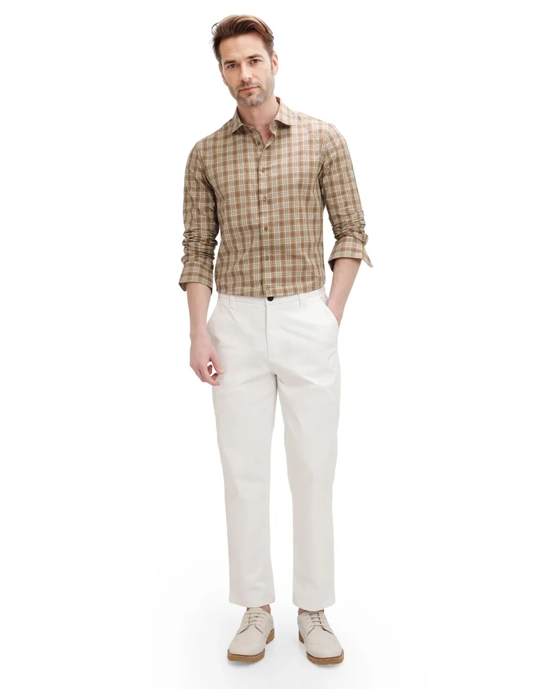 Rare Rabbit Rare Rabbit Men's Vitka Dark Brown Cotton Fabric Full Sleeve Regular Fit Checks Shirt