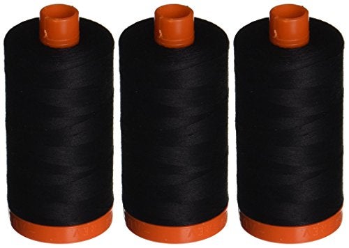 Aurifil 3-PACK - Aurifil A1050-2692 Mako Cotton Thread Solid 50WT 1422Yds Black - Image 2