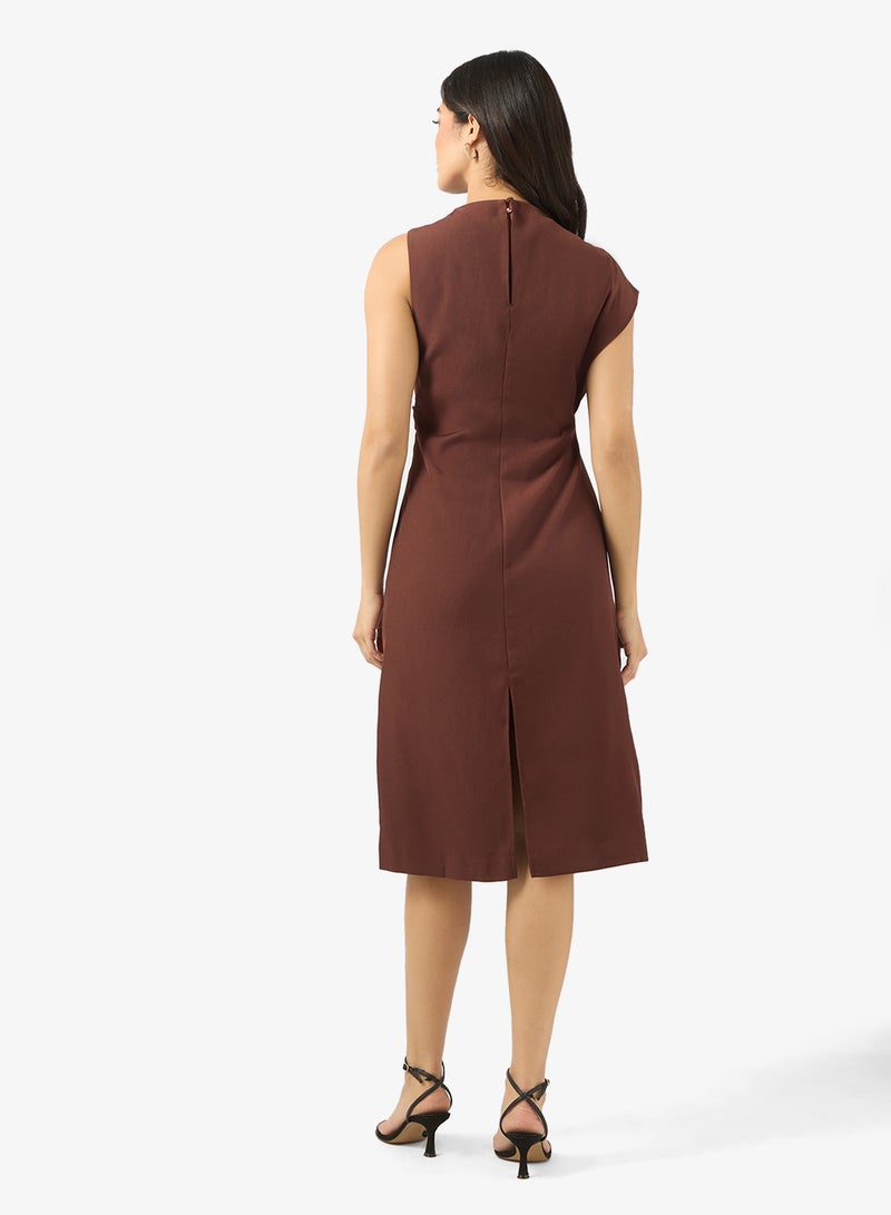 BCBG Asymmetric Sleeves Midi Dress - Image 2