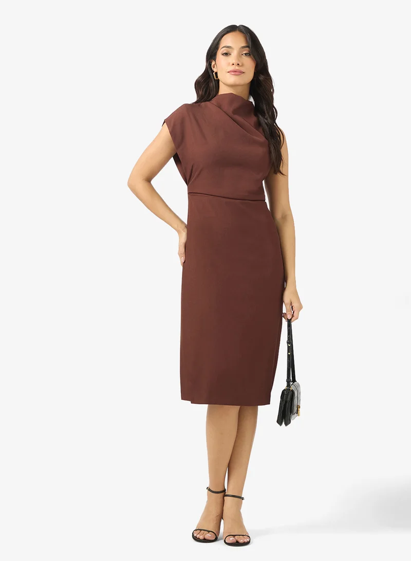 BCBG  Asymmetric Sleeves Midi Dress for Women | Best Price UAE