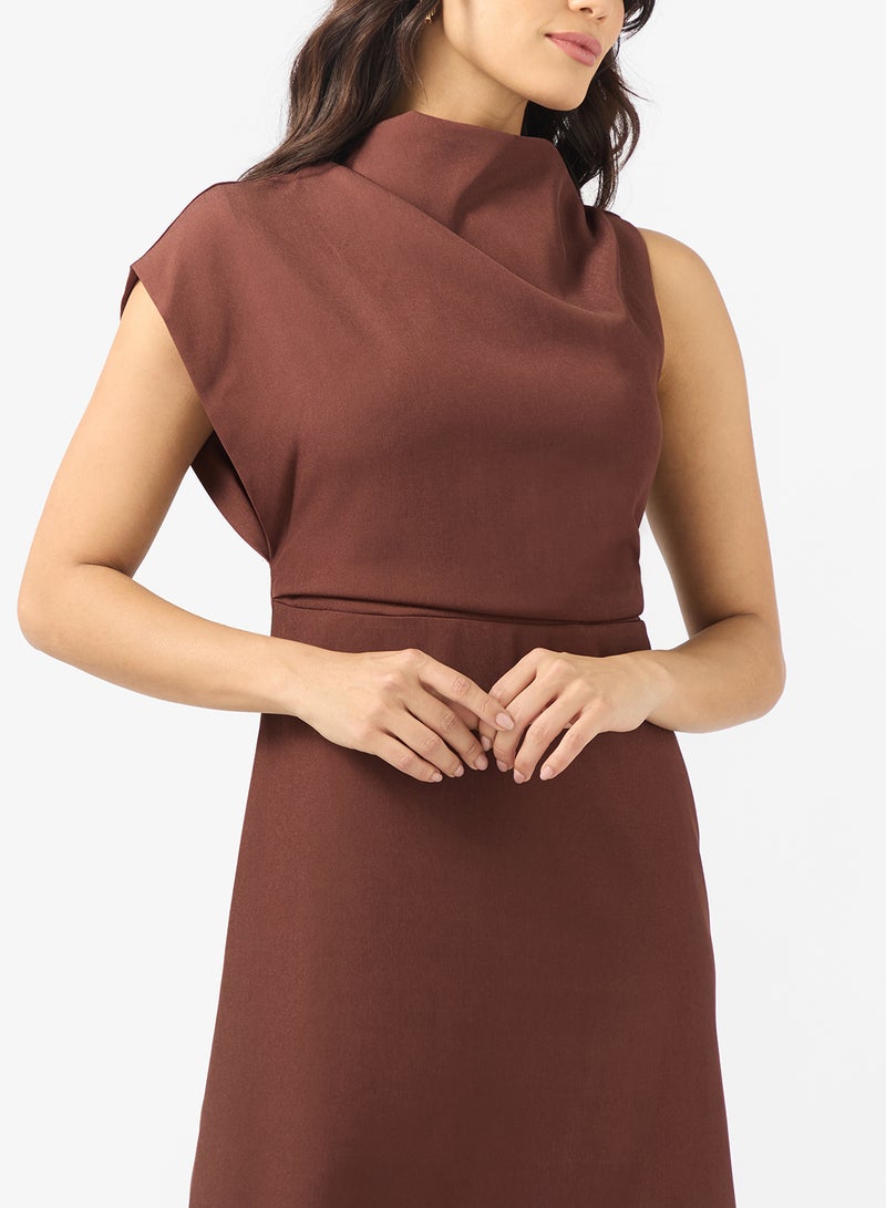 BCBG Asymmetric Sleeves Midi Dress - Image 3